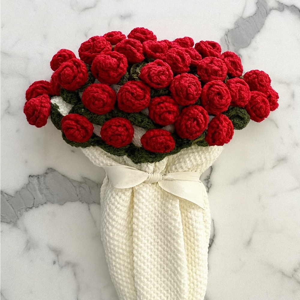 Handmade blanket Red Rose Bouquet